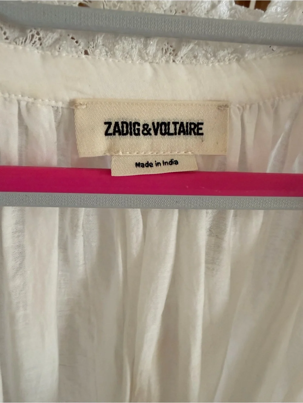 Zadig & Voltaire Theresa Cotton Lace Boho Blouse White Size L - Picture 7 of 13